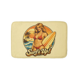 Tapete De Banheiro Surf's Up Biquíni Pin-Up | Gráfico de Loja de Surf