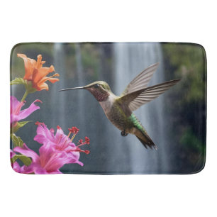 Tapete De Banheiro "Sussuros da Natureza: Hummingbird, Cascata