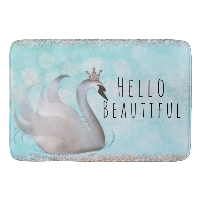 Tapete De Banheiro Swan Princess Glitter Dourado Fairy Tale Bath Mat (Frente)