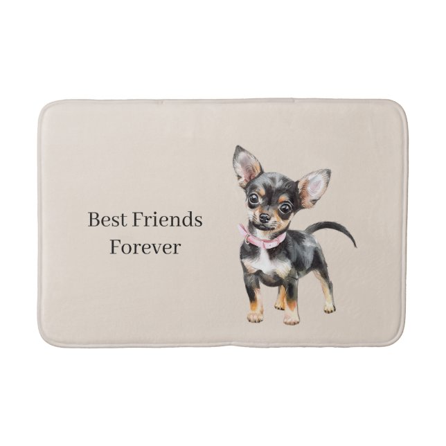 Tapete De Banheiro Sweet Cute Brown Cream Chihuahua Dog Best Friends (Frente)