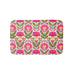 Tapete De Banheiro Talavera Retro Mexicana Flores Rosa Fúcsia Floral
