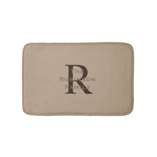 Tapete De Banheiro Tan e Brown Name Monogrammed (frente)