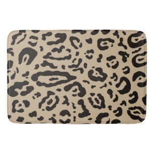 Tapete De Banheiro Tan Marrom e Preto Estampa de Onça Leopardo Animal