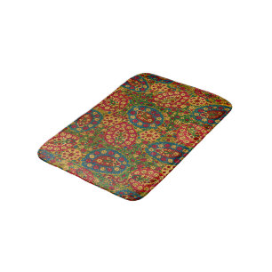 Tapete De Banheiro Tapeçaria Floral Multicolorida Vintage