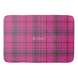Tapete De Banheiro Tartan de xadrez rosa giro personalizado