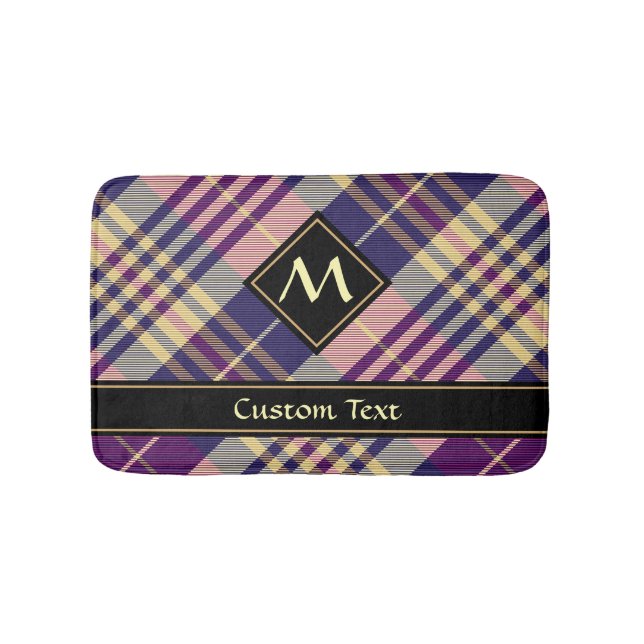 Tapete De Banheiro Tartan roxo, Dourado e azul (frente)