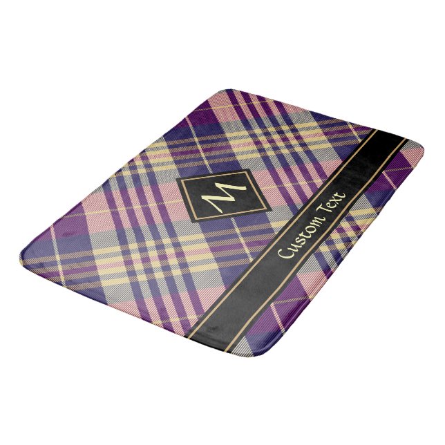 Tapete De Banheiro Tartan roxo, Dourado e azul (Angulado)