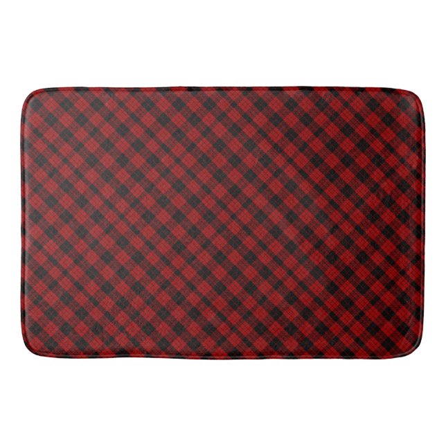 Tapete De Banheiro Tartan Vermelho e Negro (Frente)