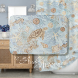 Tapete De Banheiro Tartaruga-do-mar Azul Oceano Índico Estrelas Aquar