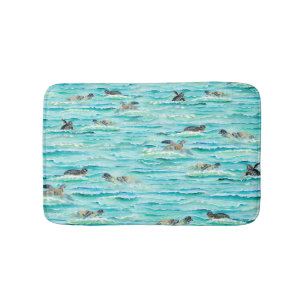 Tapete De Banheiro Tartarugas marinhas Aquarelas Oceano