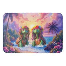 Tapete De Banheiro Tartarugas Reggae – Vibrações da Ilha para Sempre.