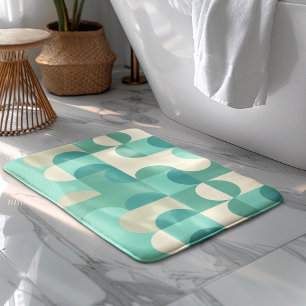 Tapete De Banheiro Taupe Bege Azul Teal Verde Mint Círculos Padrão