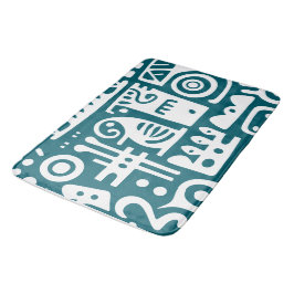 Tapete De Banheiro Té verde escuro e Doodles Brancos 1 de 4