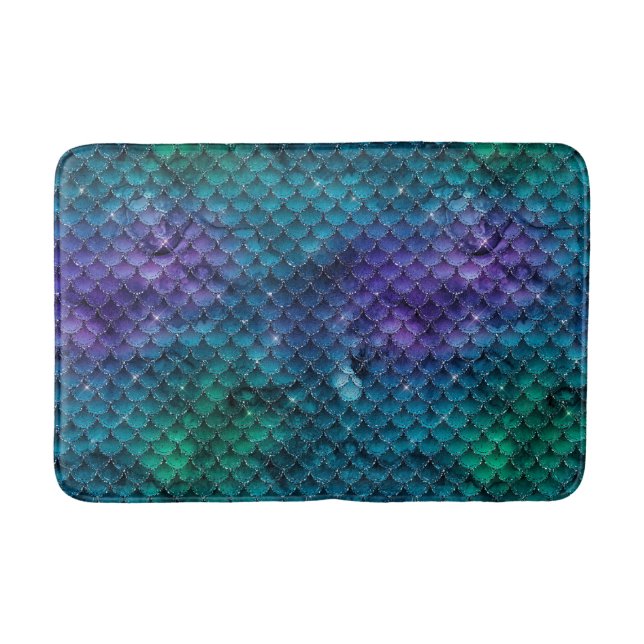 Tapete De Banheiro Teal Aqua Purple Mermaid Sparkle (Frente)