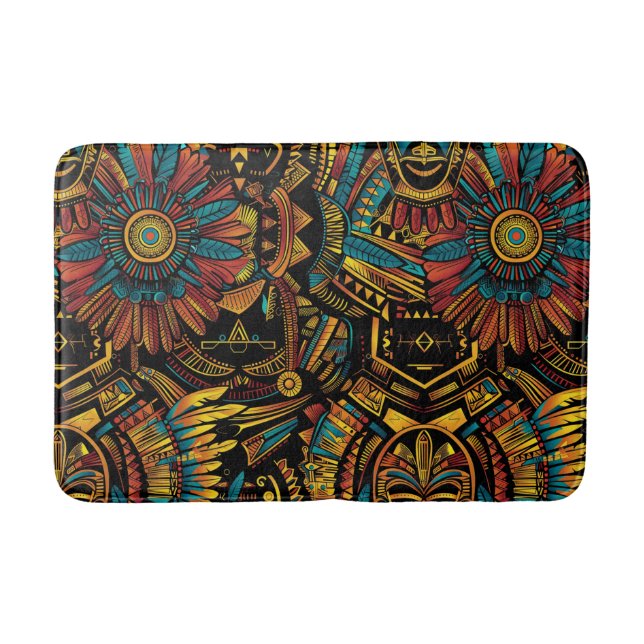 Tapete De Banheiro Teal "Aztec Dream" Plush Bath Mat (Frente)