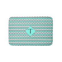 Teal, Black White Chevron - Monograma original