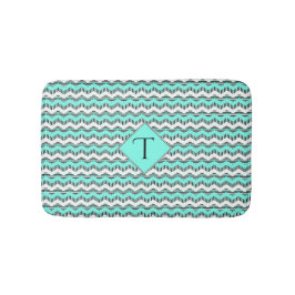 Tapete De Banheiro Teal, Black White Chevron - Monograma original