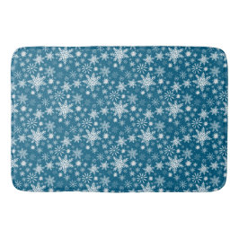 Tapete De Banheiro Teal Blue e White Christmas Floco de neve Bath Mat