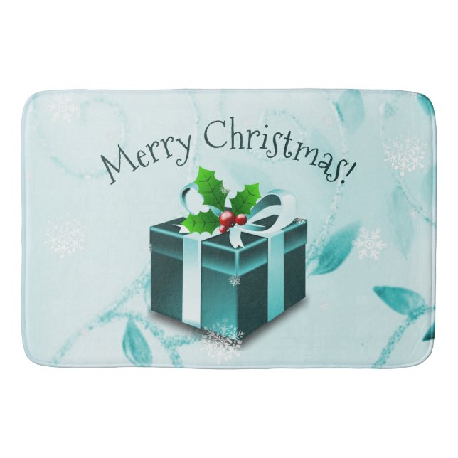 Tapete De Banheiro Teal Christmas Gift Bath Mat (Frente)