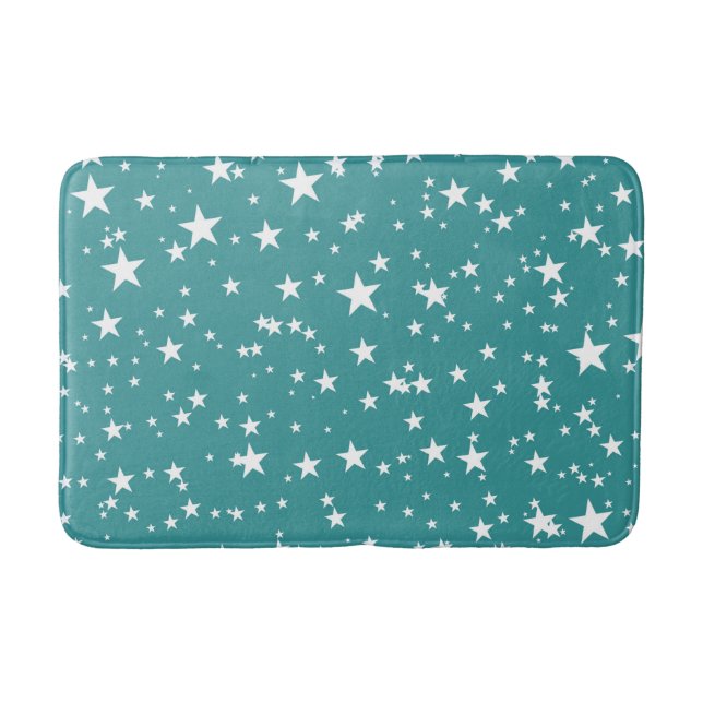 Tapete De Banheiro Teal com estrelas brancas (Frente)