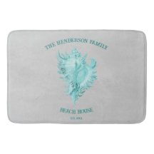 Teal Conch Shell Bath Mat