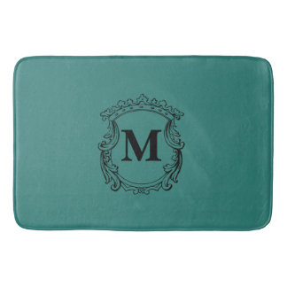 Tapete De Banheiro Teal Custom Monogram Crest