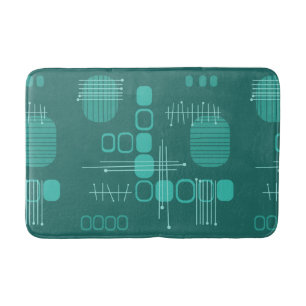 Tapete De Banheiro Teal de Barkcloth, Abstrato Atômica
