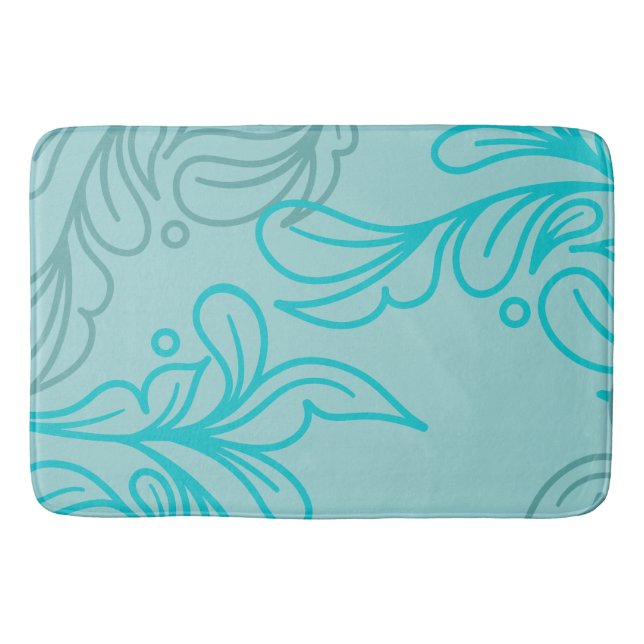 Tapete De Banheiro Teal e Cinza Boho Leaf Design (Frente)