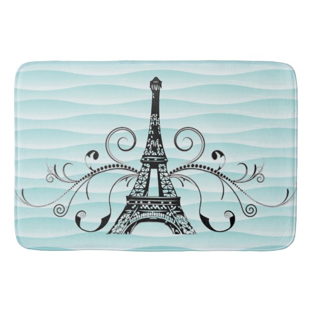 Tapete De Banheiro Teal Eiffel Towel Flourish Mat (Frente)