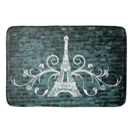 Tapete De Banheiro Teal Eiffel Towel Grunge Bath Mat