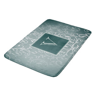 Tapete De Banheiro Teal Elegant Flourish Monographic Bath Mat