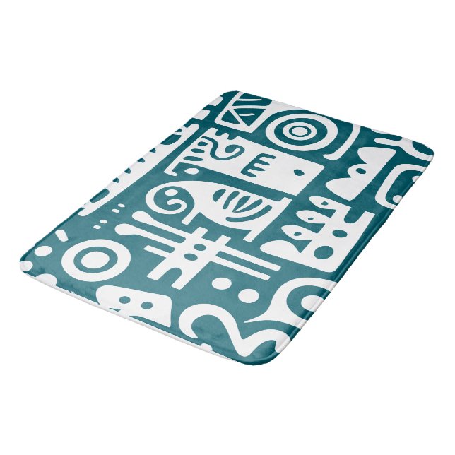 Tapete De Banheiro Teal escuro e doodles brancos 1 de 4 (Angulado)