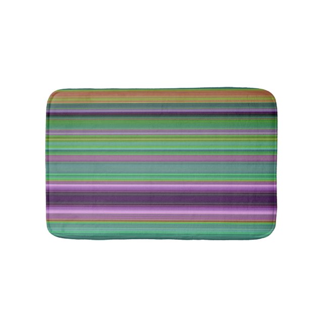 Tapete De Banheiro Teal Lavender Orange Purple Stripes (frente)