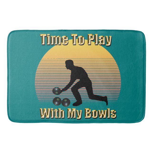 Tapete De Banheiro Teal Lawn Bowls Playtime, Memória Espuma Bath Mat (Frente)
