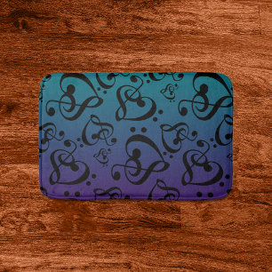 Tapete De Banheiro Teal Purple Ombre Music Note Clef Heart Pattern