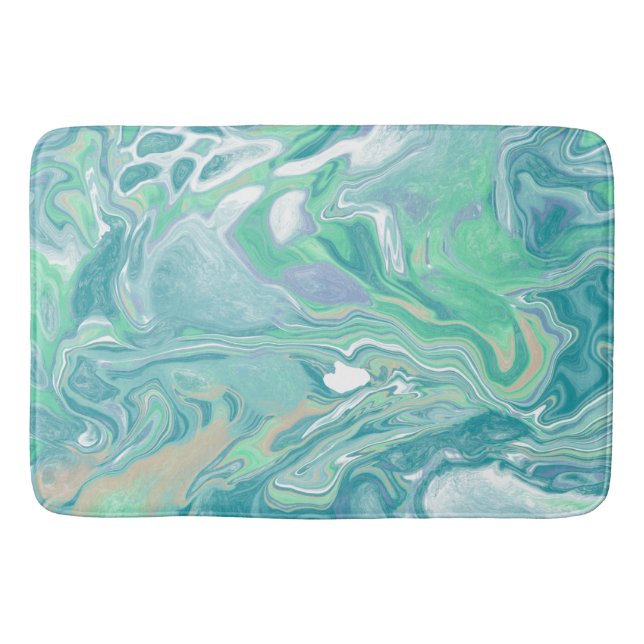 Tapete De Banheiro Teal Verde Azul Marble Fluid Art (Frente)