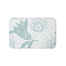 Teal White Vintage Farmhouse Style Floral Impressã