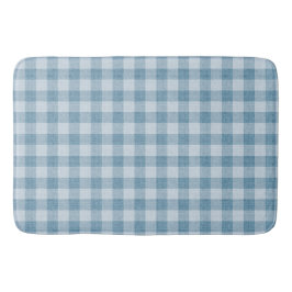 Tapete De Banheiro Tecido de Linho Xadrez Búfalo Gingham Azul em Pó