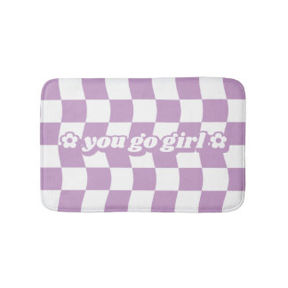 Tapete De Banheiro Teen Girl Purple White Checkerboard Slogan
