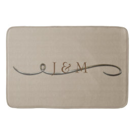 Tapete De Banheiro Tela Dourada de adição de iniciais personalizada