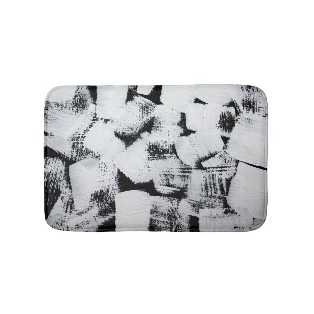 Tapete De Banheiro Tela pintada abstrata preta e branca. (frente)