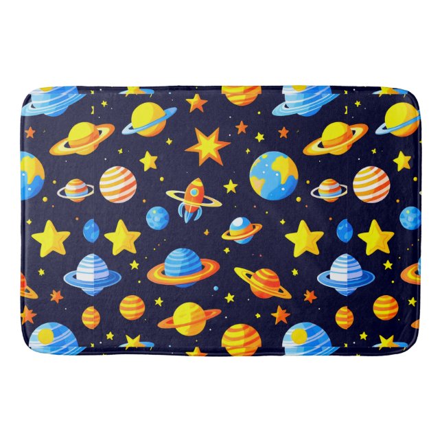 Tapete De Banheiro Tema Espacial Colorido Com Planetas (Frente)