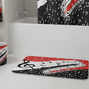Tapete De Banheiro Tema musical vermelho e preto