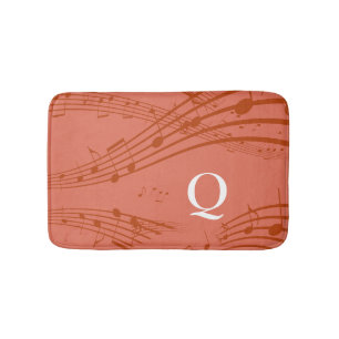 Tapete De Banheiro Terracotta Music Notes Monograma Bath Mat