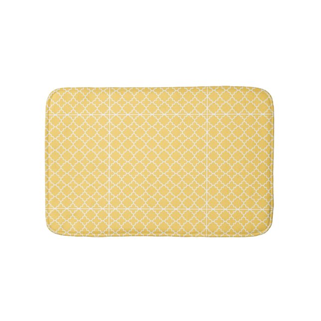 Tapete De Banheiro Teste padrão amarelo de Quatrefoil (frente)