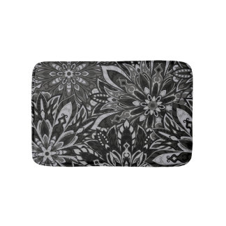 Tapete De Banheiro Teste padrão branco e preto da mandala