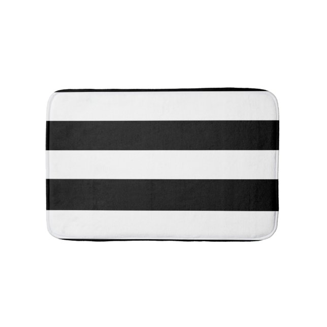 Tapete De Banheiro Teste padrão branco preto moderno das listras (frente)