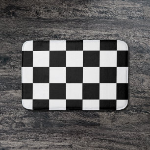 Tapete De Banheiro Teste padrão Checkered preto e branco do tabuleir