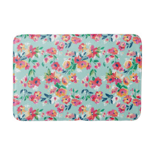 Tapete De Banheiro Teste padrão de flores pintado