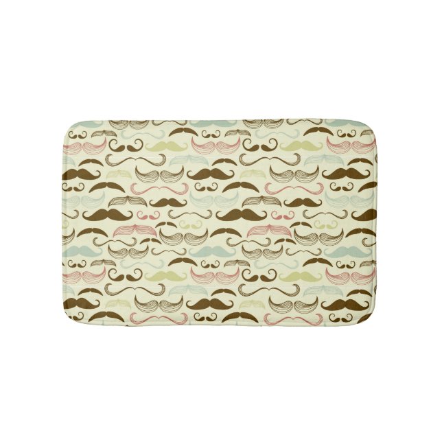 Tapete De Banheiro Teste padrão do bigode, estilo retro 4 (frente)